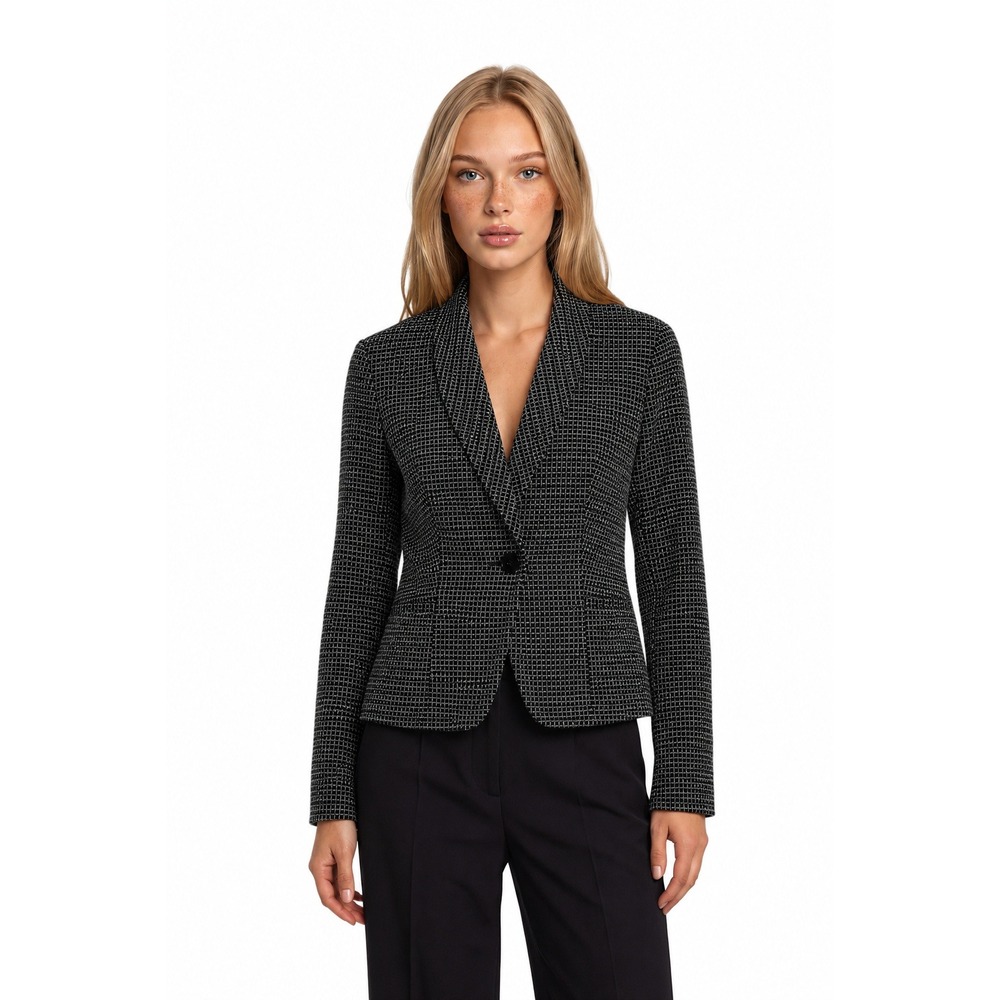 White House Black Market Blazer Women's Size 6 Black White Shawl Collar Jacket